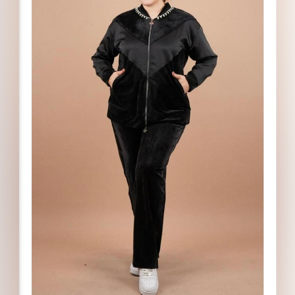 Black velour sport suit